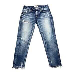 MOUSSY VINTAGE Button Fly Kelley Distressed Raw Hem Jeans Blue Sz 26 EUC